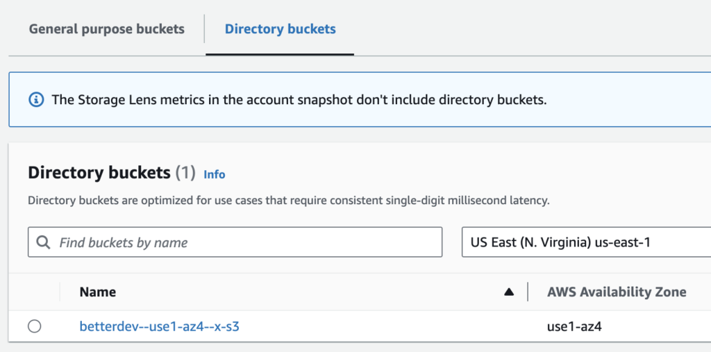 S3 directory buckets list