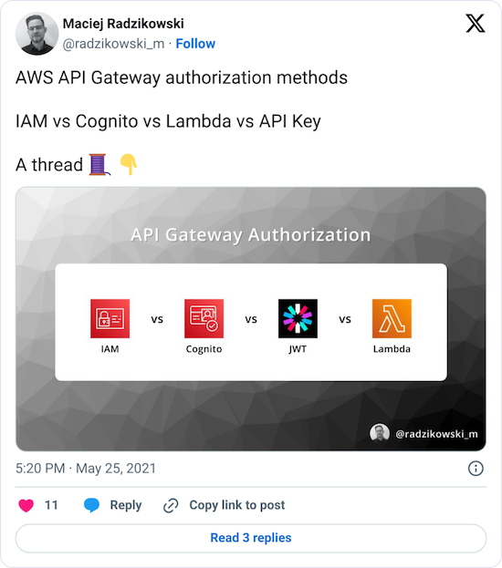AWS API Gateway authorization methods: IAM vs Cognito vs Lambda vs API Key