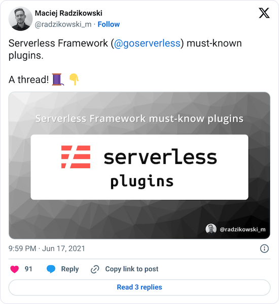 Serverless Framework (@goserverless) must-known plugins.